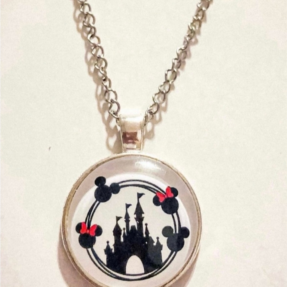 Mickey & Minnie Cinderella Castle Pendant Necklace